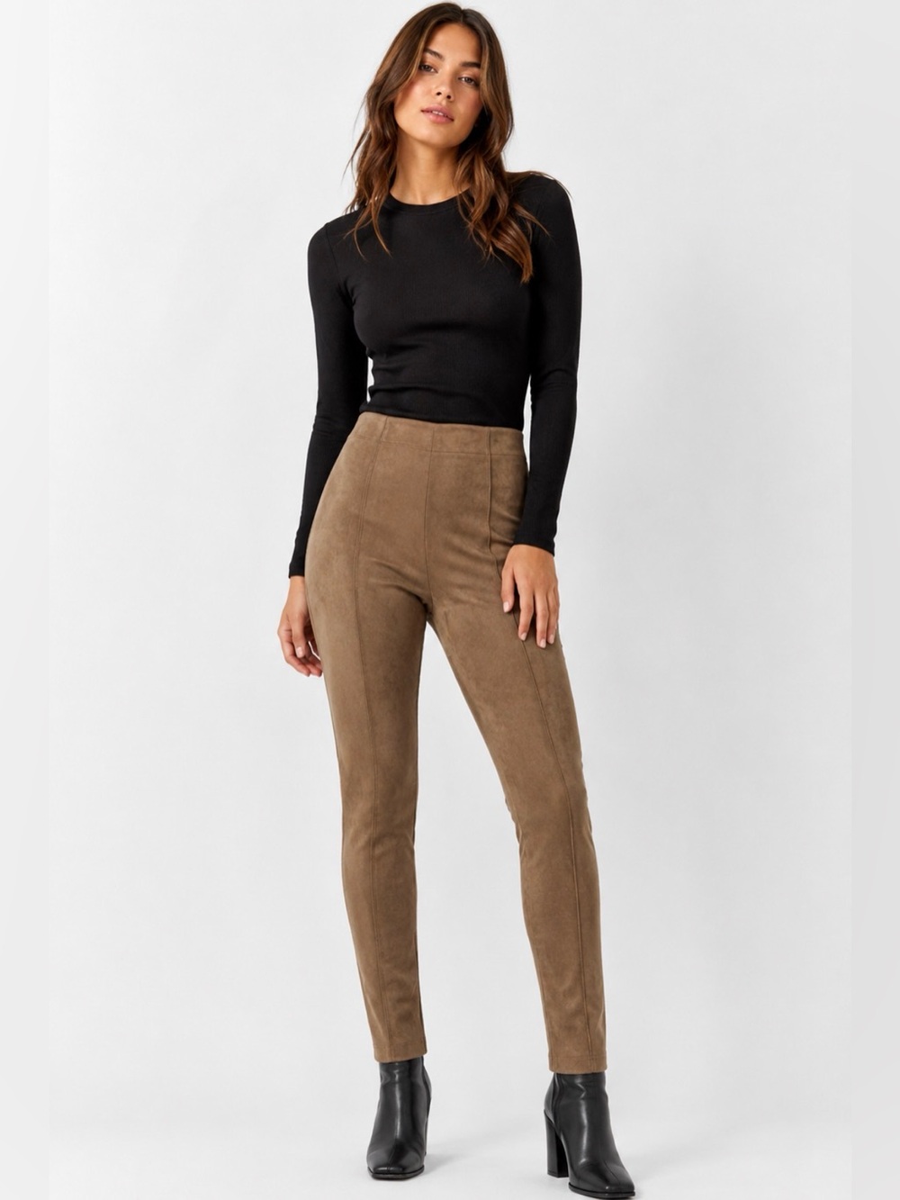 BLANKNYC Faux Suede Leggings Tan Size 26 High Rise Pull-On NWT